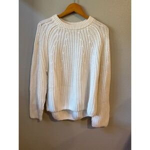 Free People Sweater Womens XS White Chunky Knit Oversized Boho